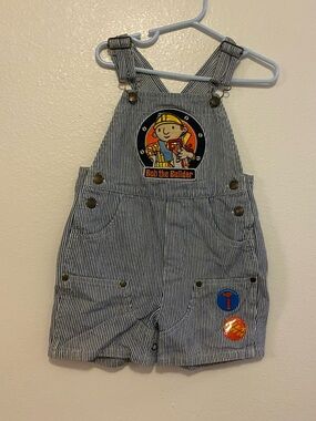 Striped Kids Overall Shorts character Bob the builder